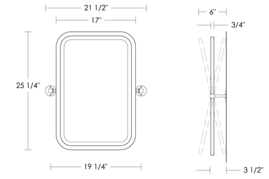 Galley Pivoting Mirror with Round Brackets